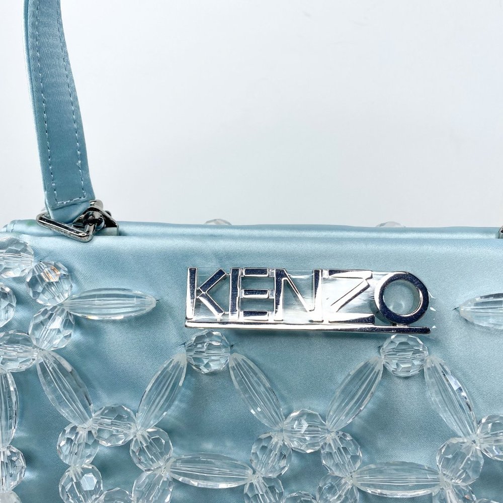 Kenzo Glacier Top Handle Silvertone Logo Bag - Picture 2 of 10